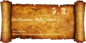 Hofbauer Nándor névjegykártya
