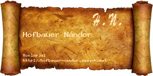 Hofbauer Nándor névjegykártya
